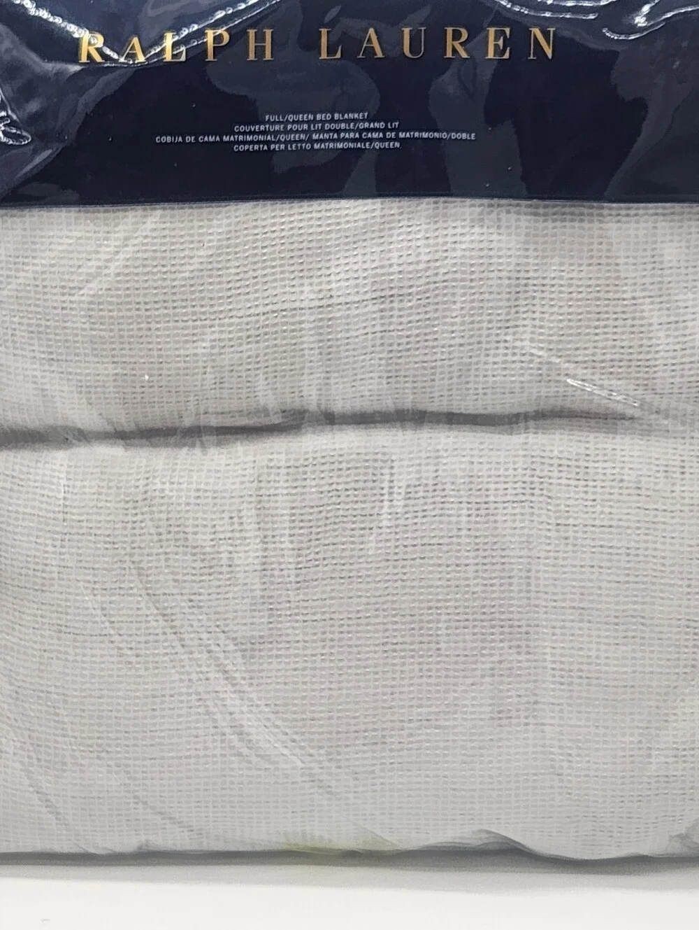 Ralph Lauren Home Rhys Full/Queen Bed Blanket Cotton Linen Waffle Grey NEW